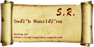 Sváb Ruszlána névjegykártya
